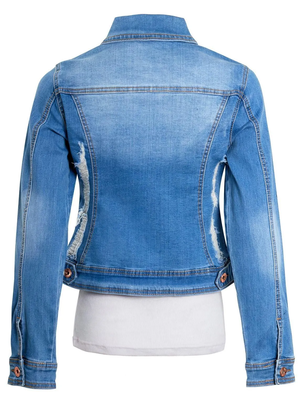 Womens Distressed Rip Denim Jacket, UK Sizes 6 to 16