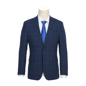 Wool Stretch Single Breasted SLIM FIT Suit in Air Force Blue Plaid (Short, Regular, and Long Available) by English Laundry