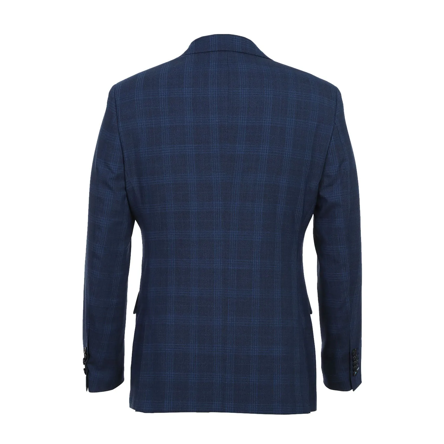 Wool Stretch Single Breasted SLIM FIT Suit in Air Force Blue Plaid (Short, Regular, and Long Available) by English Laundry