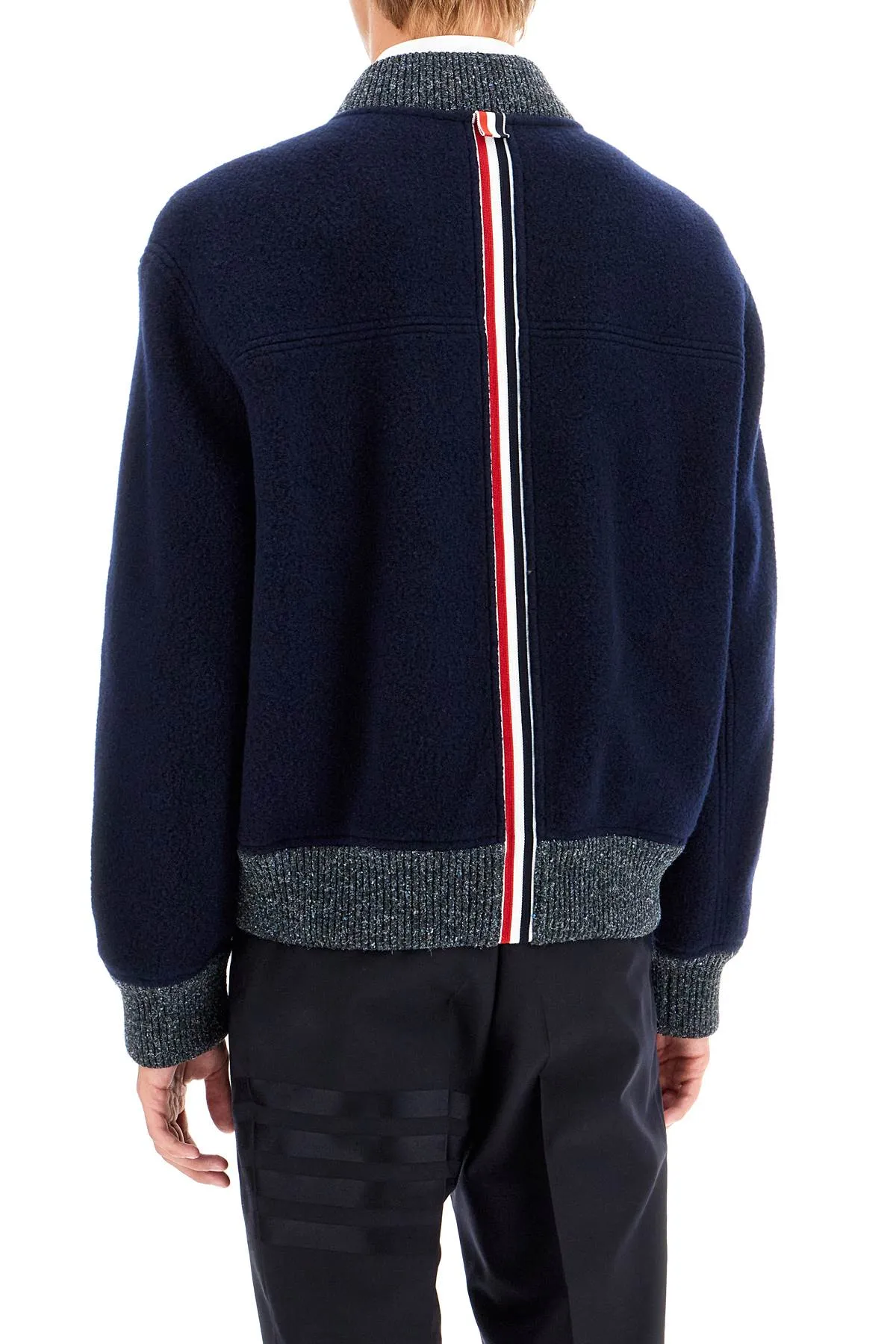 woolen fleece bomber jacket MJT395A J0100 NAVY